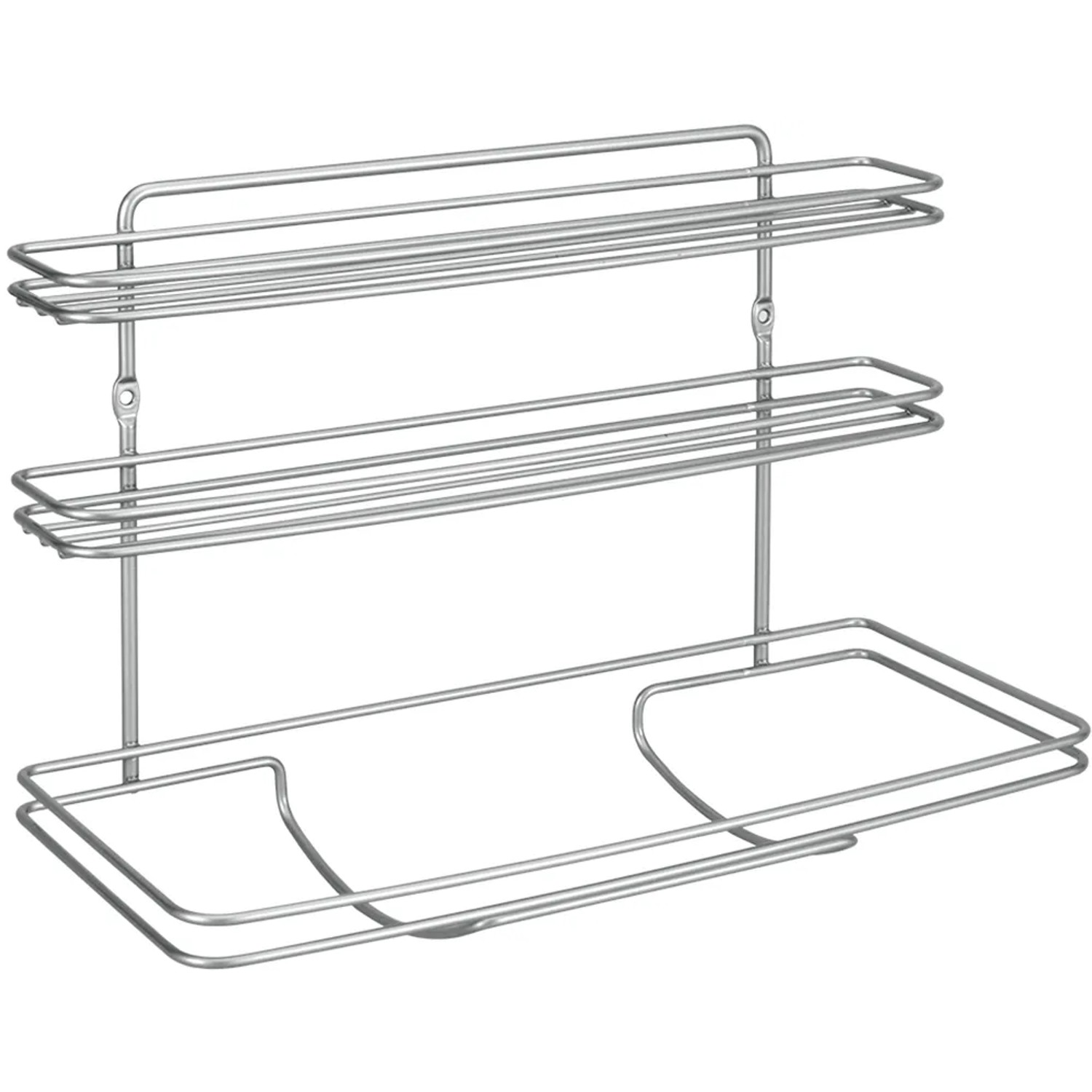 Mensola da cucina argentata a parete per utensili da cucina.