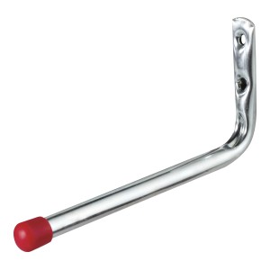 Gancio a muro zincato, 175x70 mm, con cappuccio in gomma rossa per una presa sicura.