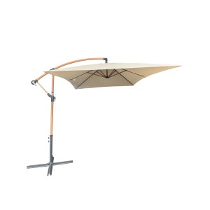 Ombrellone a braccio t.b.t. beige con struttura effetto legno.