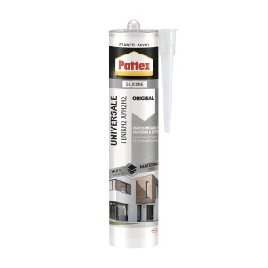 Pattex Silicone Universale, cartuccia con beccuccio, per interni ed esterni.