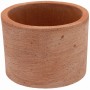 Coprivaso rotondo in terracotta, aspetto naturale.