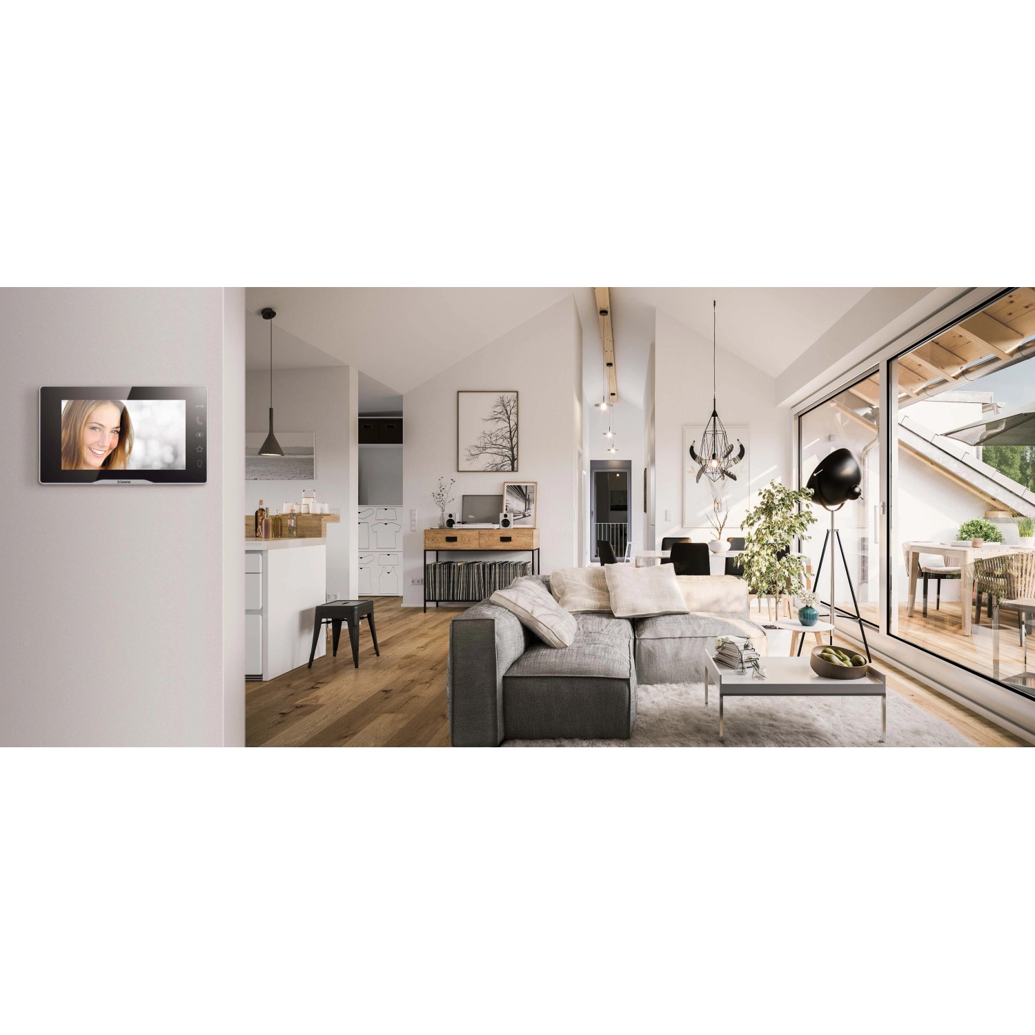 t.b.t. videocitofono in un soggiorno moderno. Citofoni per la tua casa.