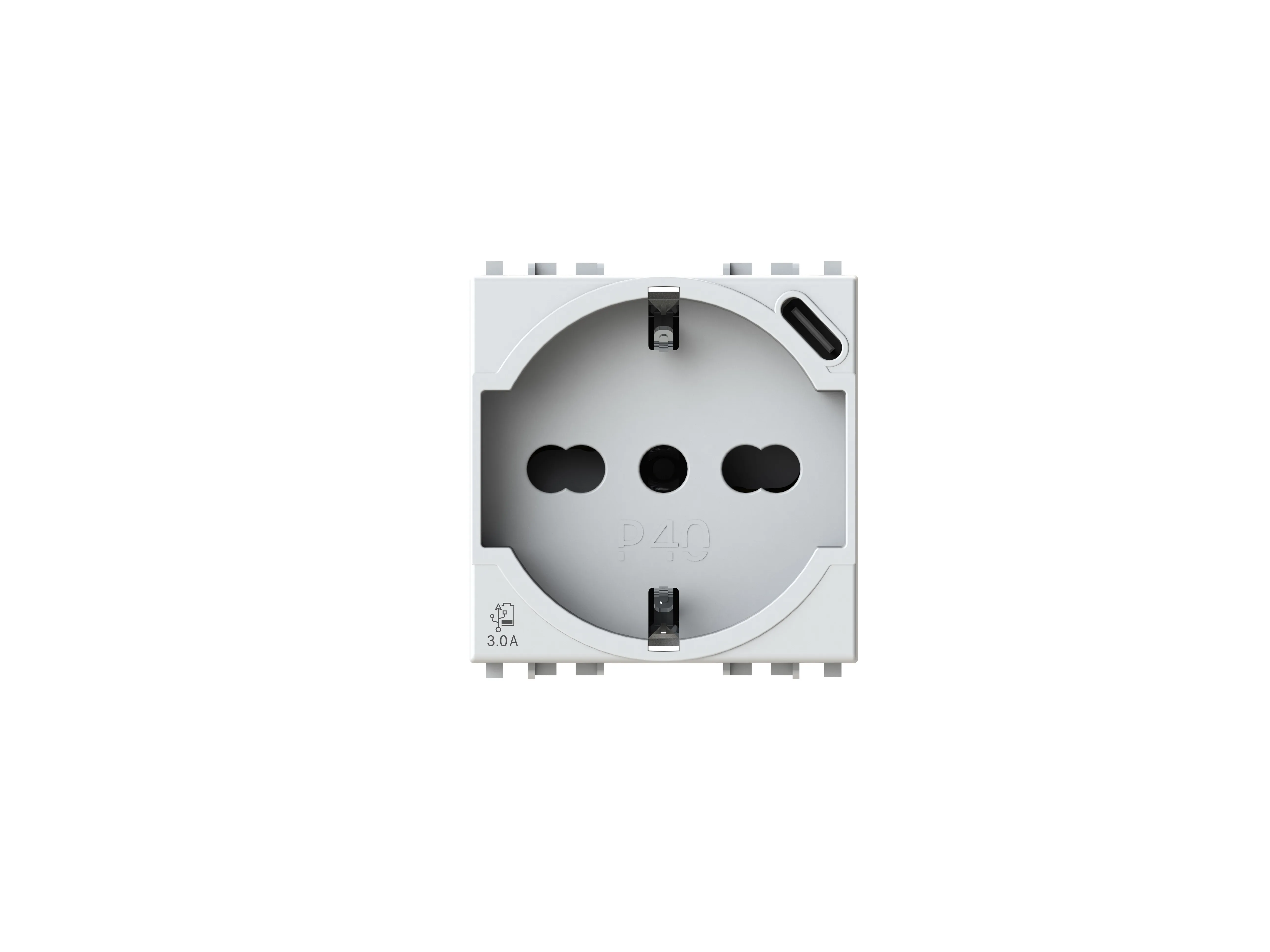 P40 USB3.0 Steckdose Mit Typ-C – Schuko, 3A, Inkl. Adapter, Kompatibel Mit Bticino LivingLight