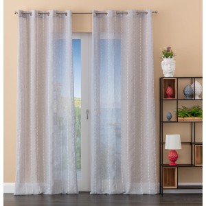 Tenda t.b.t. leggera e trasparente con discrete strisce e occhielli.