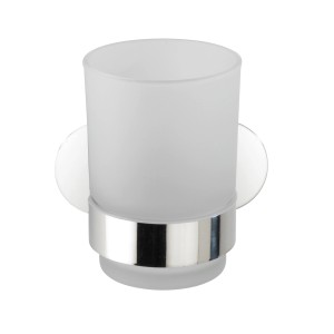 Wenko portaspazzolino Uno Orea Shine: Supporto a parete in acciaio inox con bicchiere in vetro satinato.