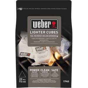Weber Cubetti Accendifuoco, 22 pezzi, per un'accensione rapida e pulita della carbonella nella griglia.