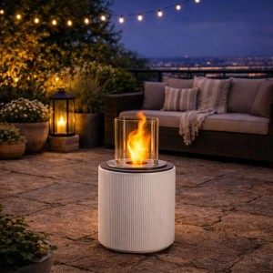 Camino a bioetanolo giardino Divina Fire Modigliani 3,4 kW Ø36xH56 cm bianco p.