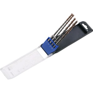 Set di punte per trapano LUX SDS-Plus, 4 pezzi con punte (5, 6, 8, 10 mm) in scatola trasparente.