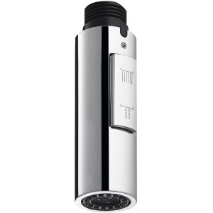 Connettore cromato per rubinetti da cucina.