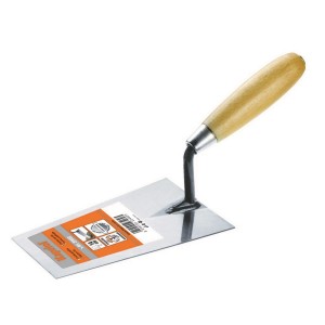 Cazzuola da muratore con manico in legno per lavori di muratura e piastrellatura.