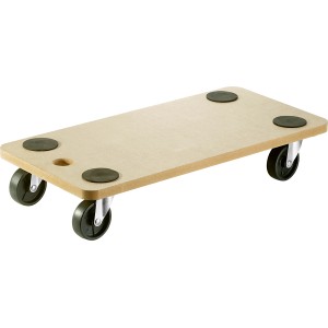 Tavola di trasporto M1121 con portata 200 kg, pannello MDF e 4 ruote piroettanti.