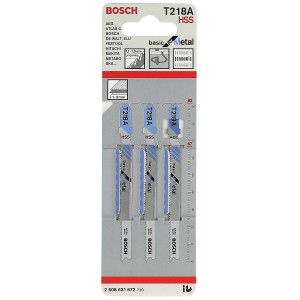 Lame per seghetto alternativo Bosch T218A HSS, confezione da 3 per taglio metallo.