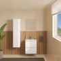 Mobile bagno lavabo+specchio LED sospeso 2 cassetti Mia Plus 60 cm bianco lucido_3