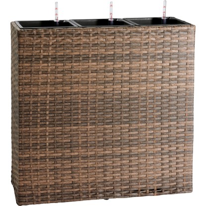 Fioriera da esterno in polyrattan marrone 76x27x79 cm