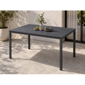 Tavolo rettangolare in acciaio e HDPE Sven 156x6x74 cm effetto legno