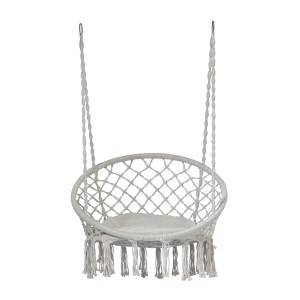 Sedia sospesa Dondoli in cotone con frange e cuscino.