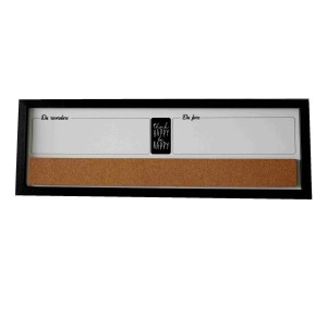 Bacheca t.b.t. con sughero e cornice nera.