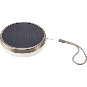 Box solare nera con bordo argentato e cinturino, Ø 12,5 cm. Luce solare decorativa per esterni.