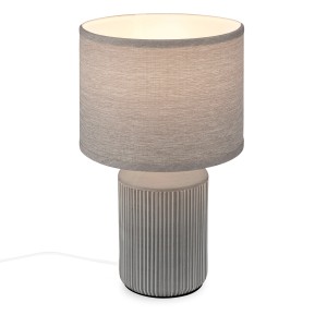 Lampada da tavolo grigia Brilo Ino con base in ceramica e paralume in tessuto, Ø 22 cm.