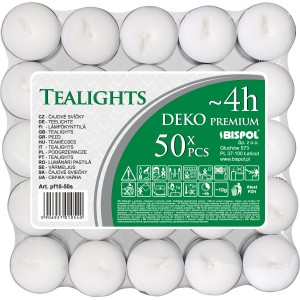 50 lumini bianchi con 4 ore di combustione per un'illuminazione d'atmosfera interna.