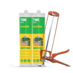 Silicone TKK con pistola per cartucce. Sigillante per bagno, cucina e altro.