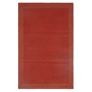 Tappeto t.b.t. rettangolare rosso con bordo stretto.