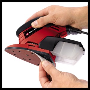Levigatrice multifunzione Einhell TE-OS 1320 in uso, cambio della carta vetrata.