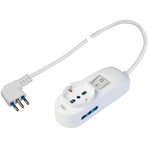 Multipresa t.b.t. bianca con interruttore e spina