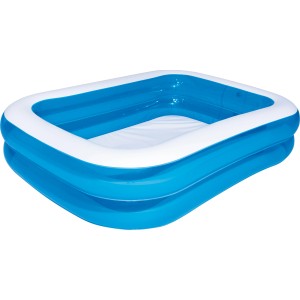 Piscina familiare Bestway rettangolare, gonfiabile, blu e bianca, 211x132x46 cm.