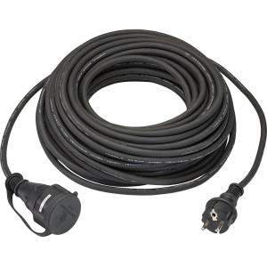 Prolunga nera da 25 m H05RR-F 3G1,5 con spina e presa.