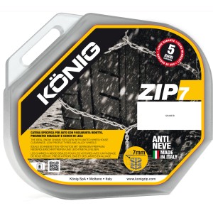 Catene da neve König ZIP 7 per auto con spazio ruota limitato in valigetta di plastica.