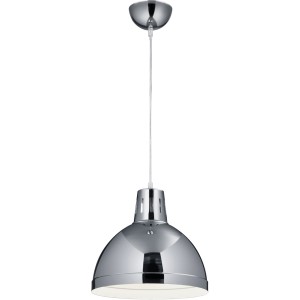 Lampada a sospensione cromata t.b.t. per interni.