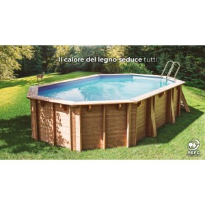 Piscina fuori terra in legno ovale Gre Bambu 2 da 535x335 H136 cm