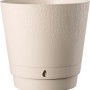 Vaso per piante t.b.t. beige con motivo strutturato e indicatore del livello dell'acqua.
