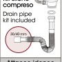 Schema: Set sifone lavabo, raccordo di scarico con tubi flessibili, attacco 30/40 mm.