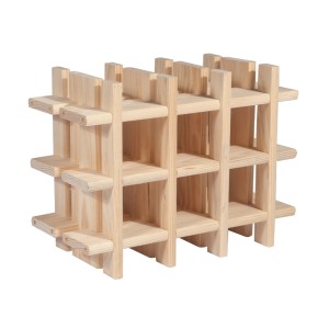 Portabottiglie in legno chiaro per 12 bottiglie. Pratico portabottiglie per vini.