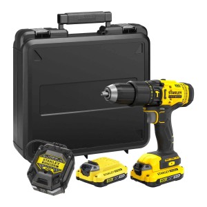 Set avvitatore a impulsi a batteria Stanley Fatmax con custodia, batterie e caricabatterie.