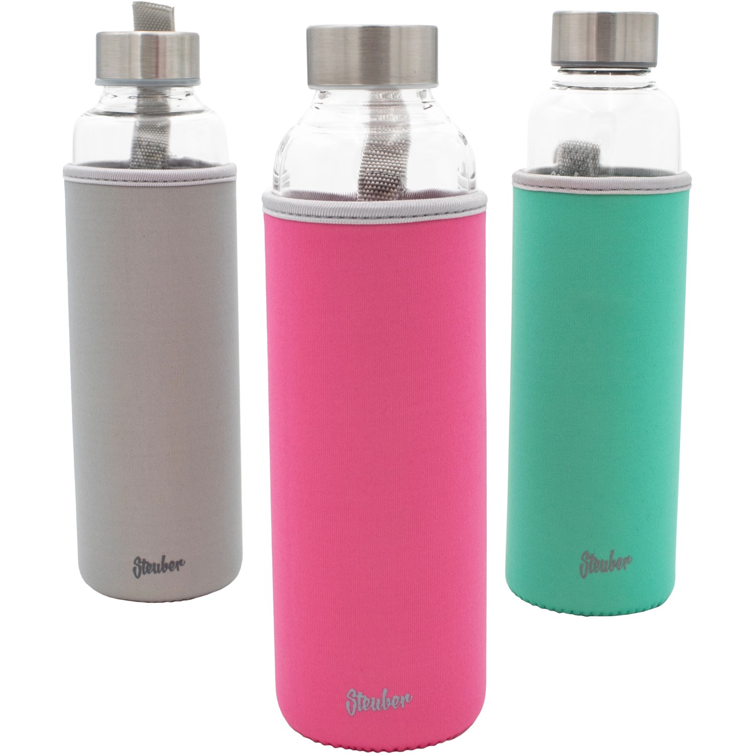 Culinario borraccia in vetro con custodia colorata, 550ml, colori assortiti.