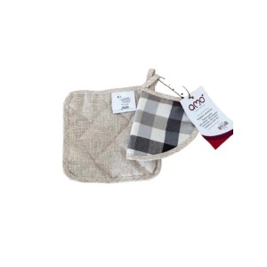 Coppia presine Alba 18x18 cm bianco e grigio 2 pz