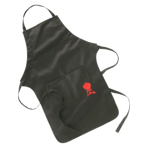 Grembiule da barbecue Weber nero in cotone con logo griglia rosso.
