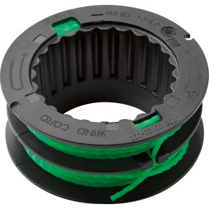 Bobina di ricambio per tagliabordi a batteria LUX A-FS-2x20/35 con filo verde.