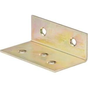 Squadra a angolo largo zincata gialla 75x40x25 mm per costruzioni in legno.