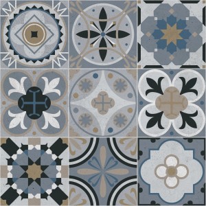 Adesivi da parete t.b.t. con vari ornamenti nei toni del blu e del beige.