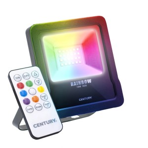 Faro da cantiere a LED con cambio colore e telecomando. Ideale per cantieri e uso flessibile.