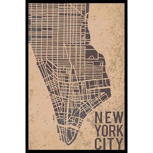 Quadri: Mappa di New York City in stile vintage, marrone/beige.