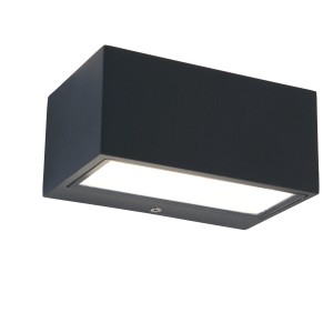 Moderna lampada da parete per esterni Lutec Gemini LED in antracite. Lampada da parete rettangolare per esterni.
