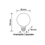 Disegno tecnico di una lampadina LED E27 t.b.t. con dimensioni.