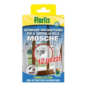 Trappola per mosche da finestra Flortis con insetticida, 12 pezzi. Per il controllo delle mosche in casa.