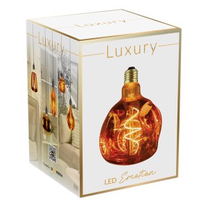 Confezione di una lampadina LED E27 in stile retrò. Lampadina decorativa a luce calda.