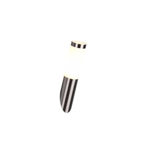 Moderna applique t.b.t. con design cilindrico e corpo in metallo color argento.